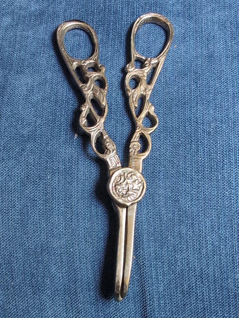 antique silver-plated grape shears